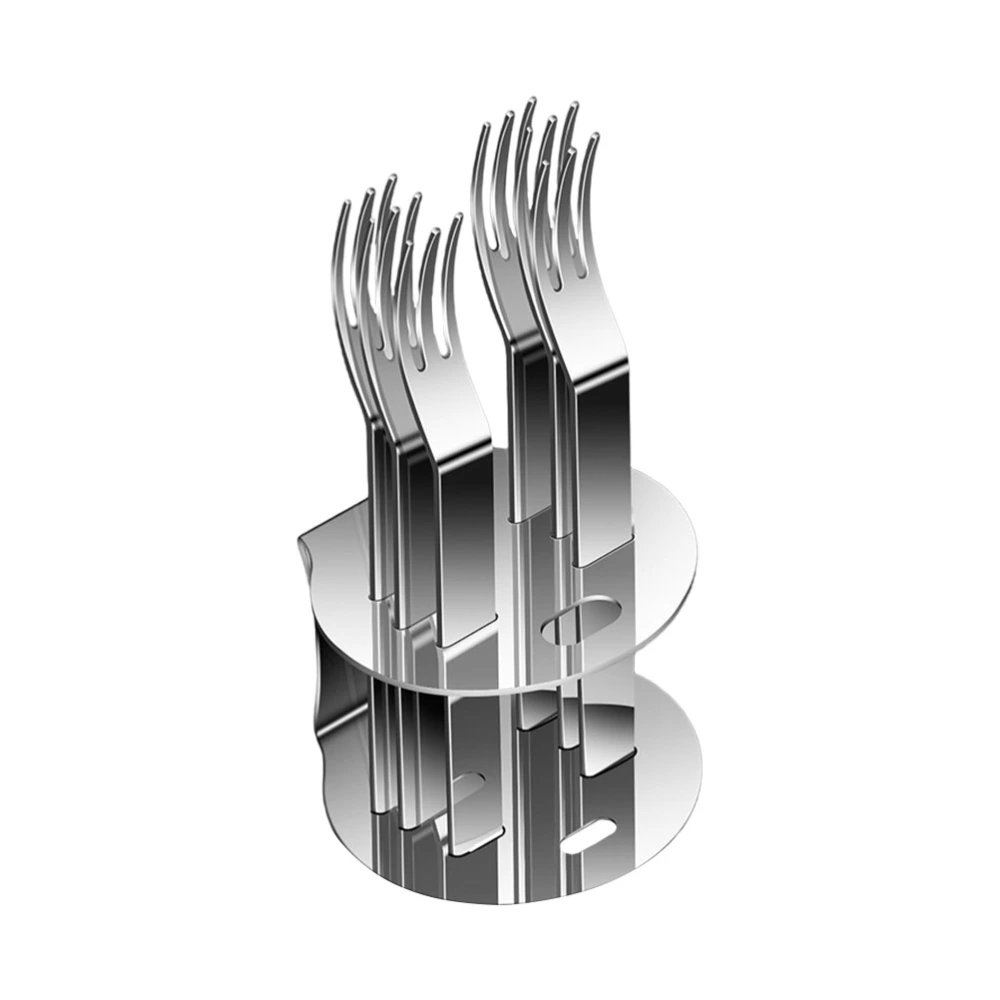 1 Set Stainless Steel Fruit Forks Fruit Appetizer Picks Dessert Forks with Rack (Silver)