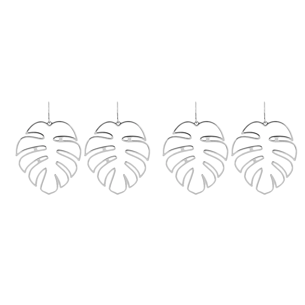 4 Pairs of Acrylic Elegant Leaf Earrings New Design Bohemian Hollow Earrings Jewelry for Women