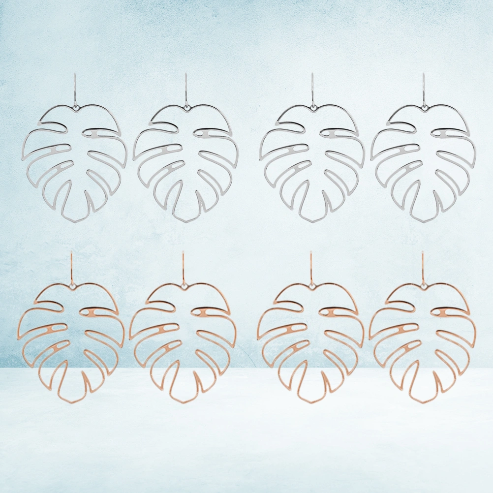 4 Pairs of Acrylic Elegant Leaf Earrings New Design Bohemian Hollow Earrings Jewelry for Women