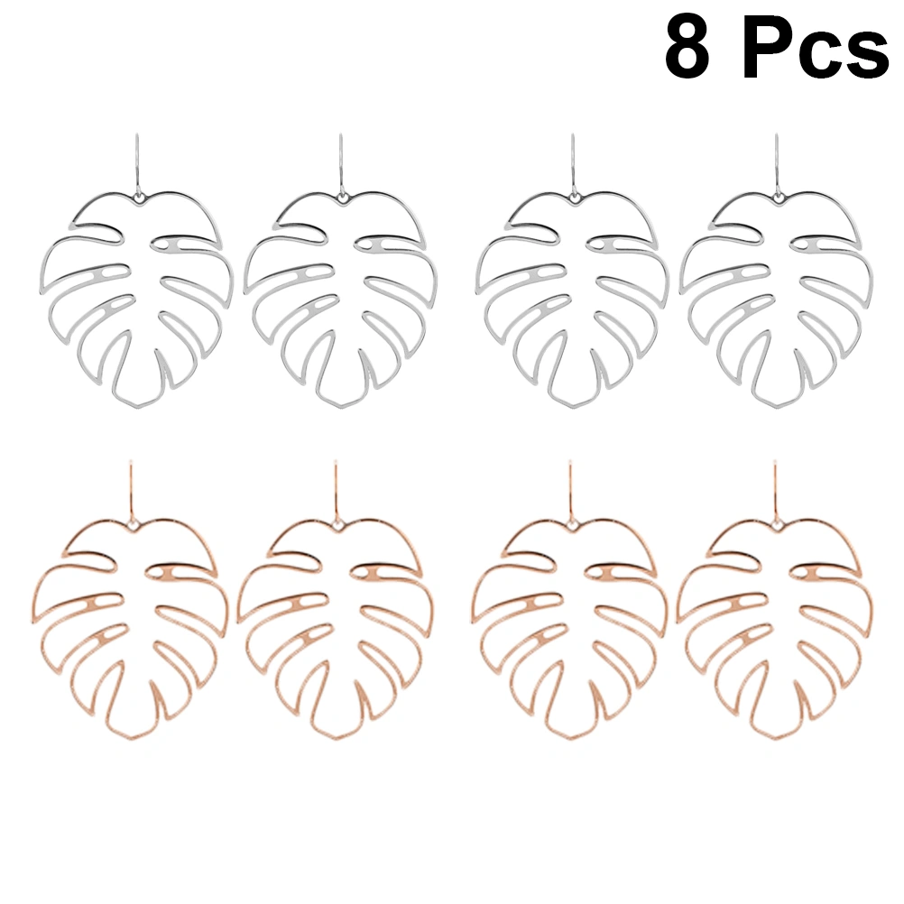 4 Pairs of Acrylic Elegant Leaf Earrings New Design Bohemian Hollow Earrings Jewelry for Women