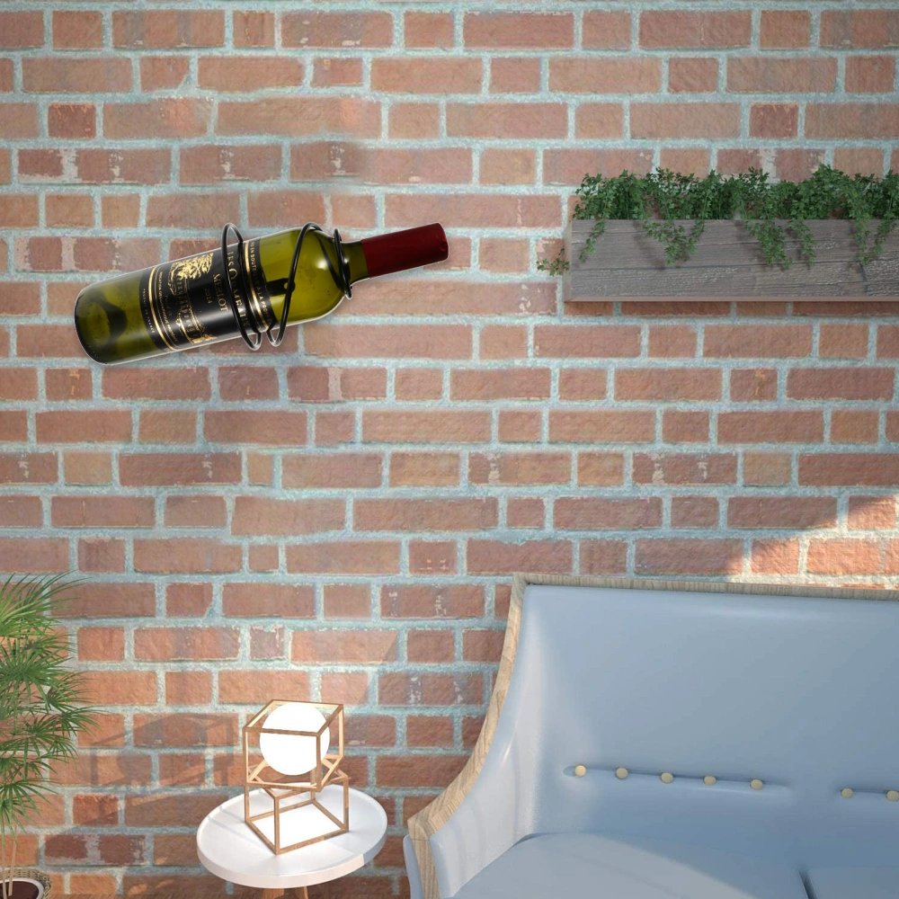 6pcs Single-bottle Wall-mounted Wine Racks Creative Storage Wine Racks (Black)