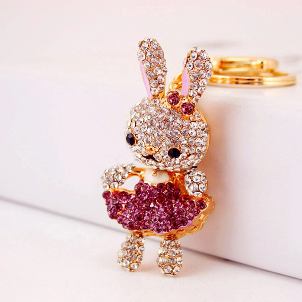 Rabbit Keychain Backpack Hanging Pendant Metal Rabbit Pendant Shiny Bunny Keyring