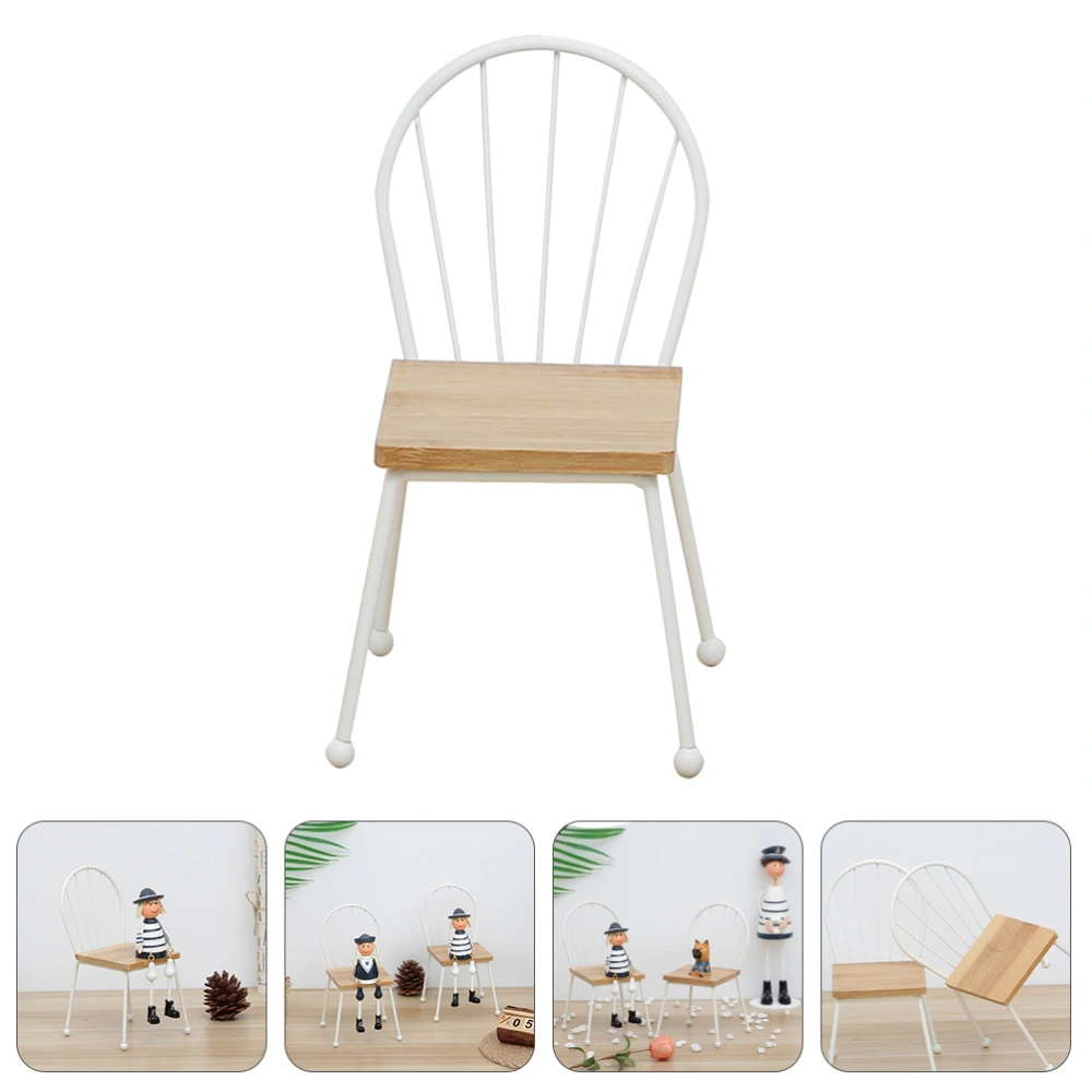 1PC Wooden Mini Chair Kids Room Bedroom Decoration Adornment Miniature Chair