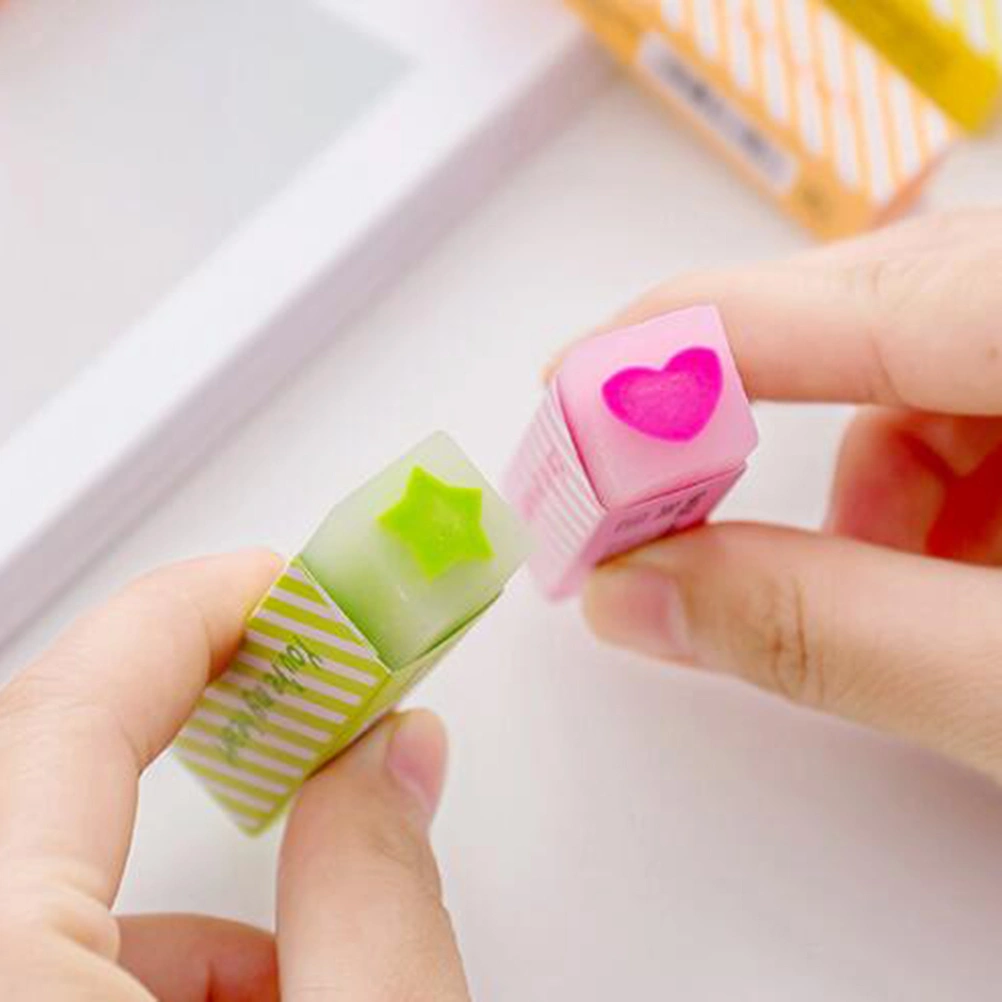 10pcs Cartoon Macaron Color Eraser Stationery Office School Supplies (Random Color)