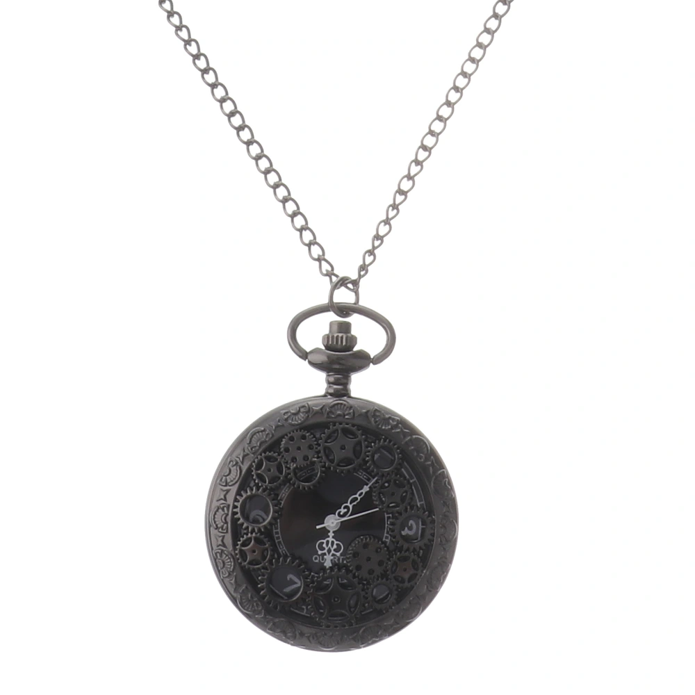 Vintage Antique Hollow Gear Pocket Watch Necklace Pendant Chain Hanging Watch