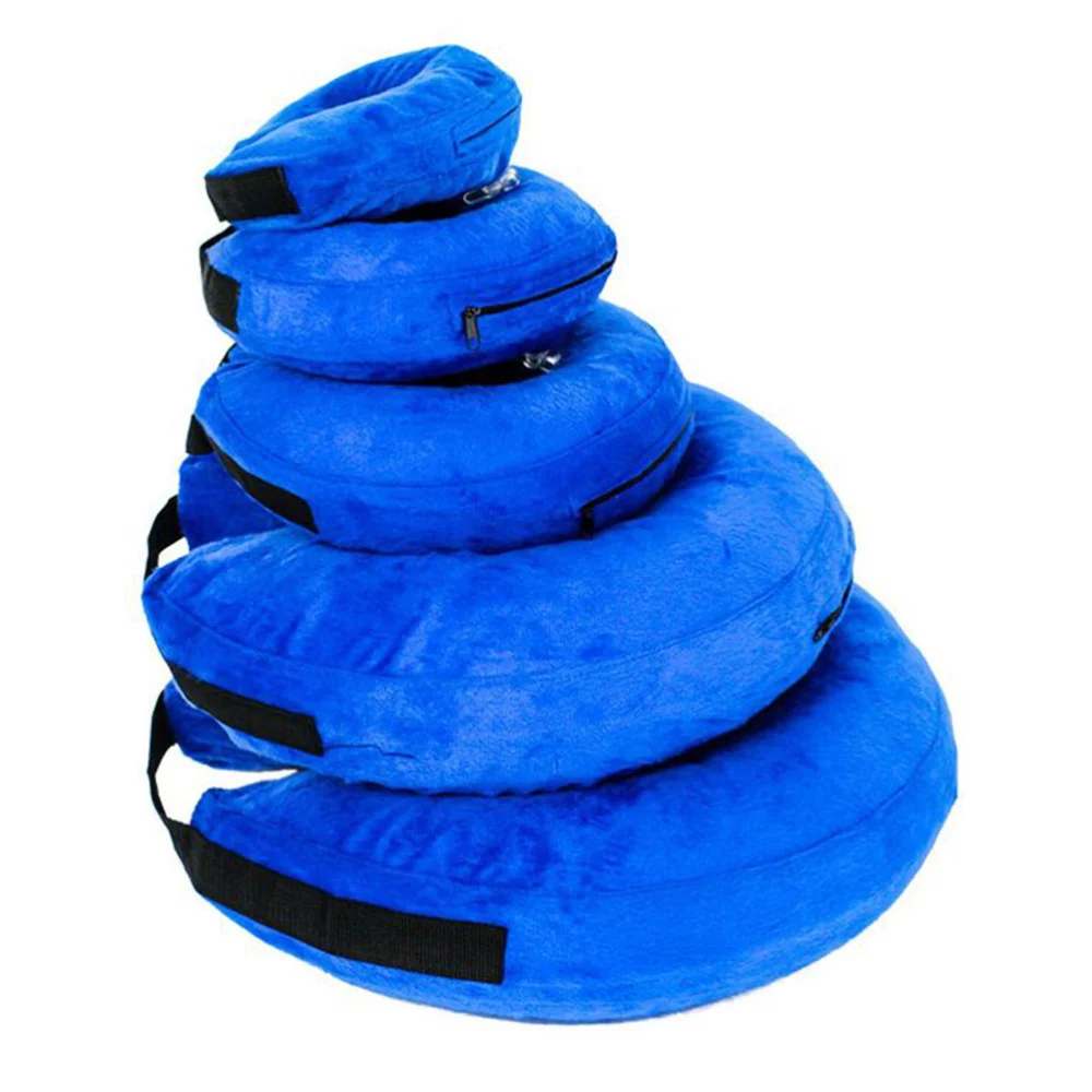 Pet Recovery Inflatable Collar Adjustable Dog Head Cover Pet Neck Ring (Blue, Size S)