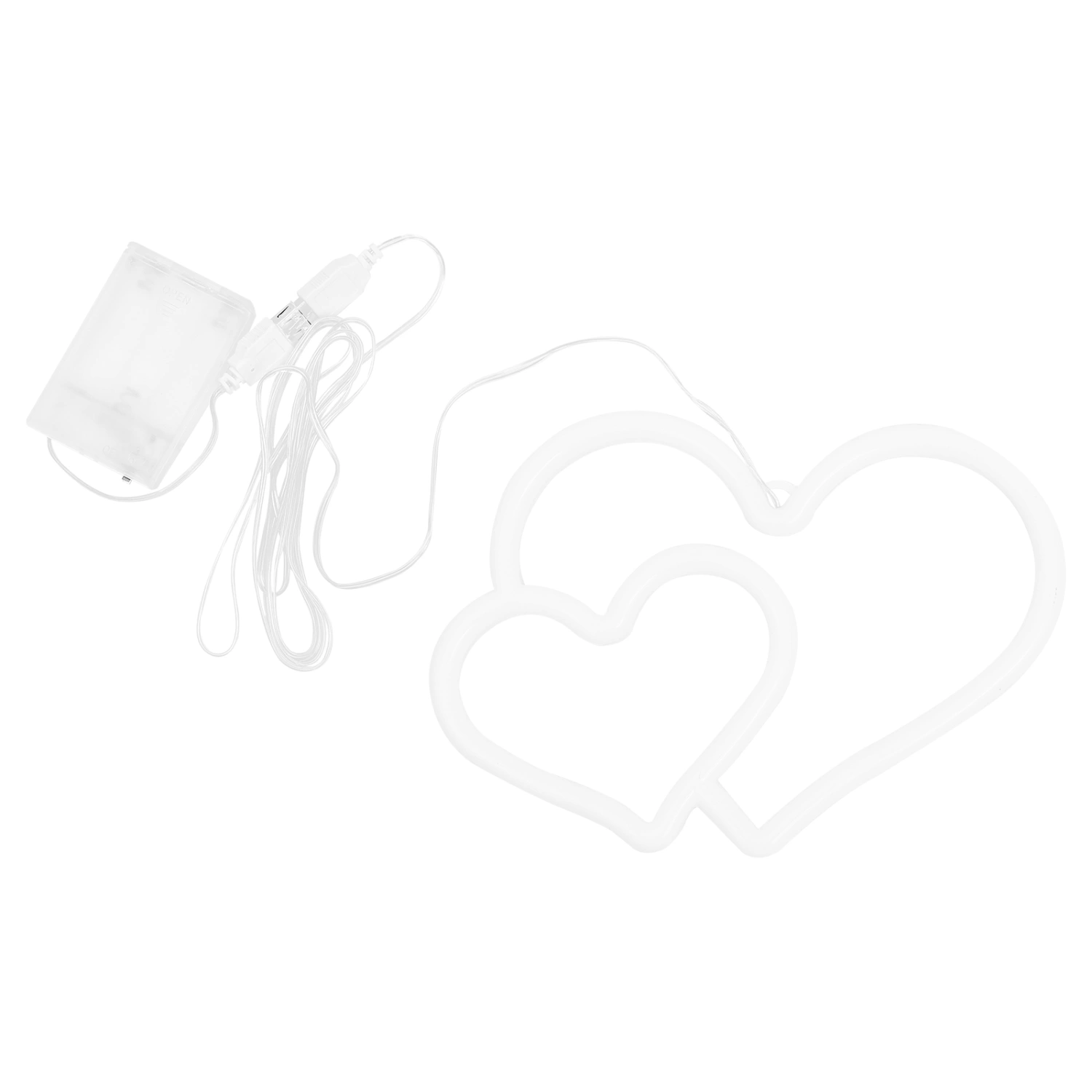 Creative Double Heart Neon Sign LED Modeling Light Night Light without Battery