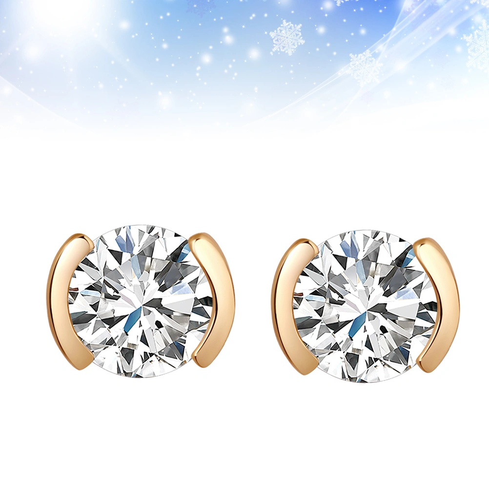 Fashion Simple Cubic Zircon Stud Earrings Crystal Jewelry for Women Girls