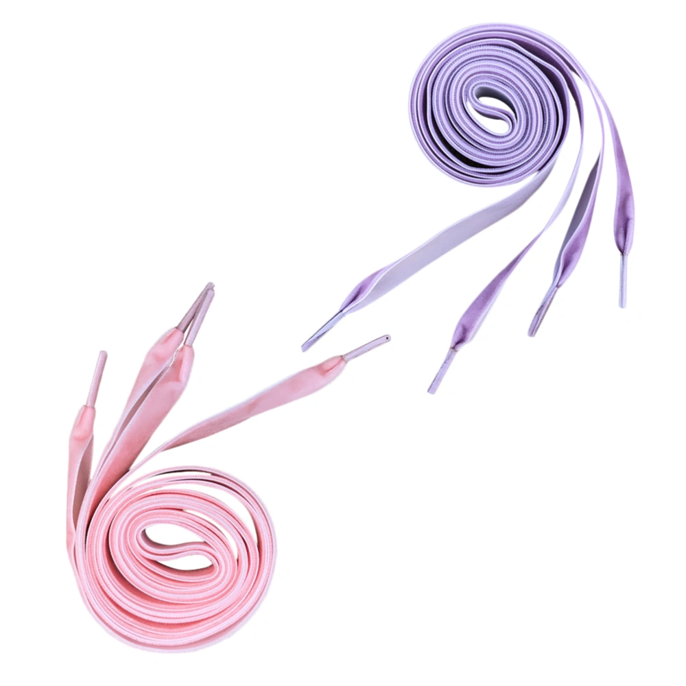 2 Pairs 1.6cm Wide Shoelaces Wide Flat Shoe Lace Shoe Strings Shoe Accessories (Purple 140cm + Pink 140cm)