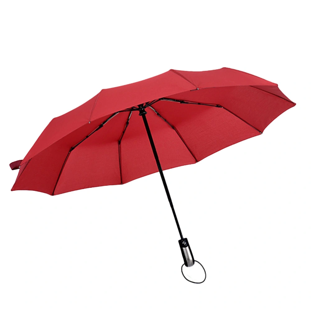 Windproof Double Automatic Folding Umbrella Female Male Ten Bone Car Luxury Large Business Umbrella Rain Parasol(Red)