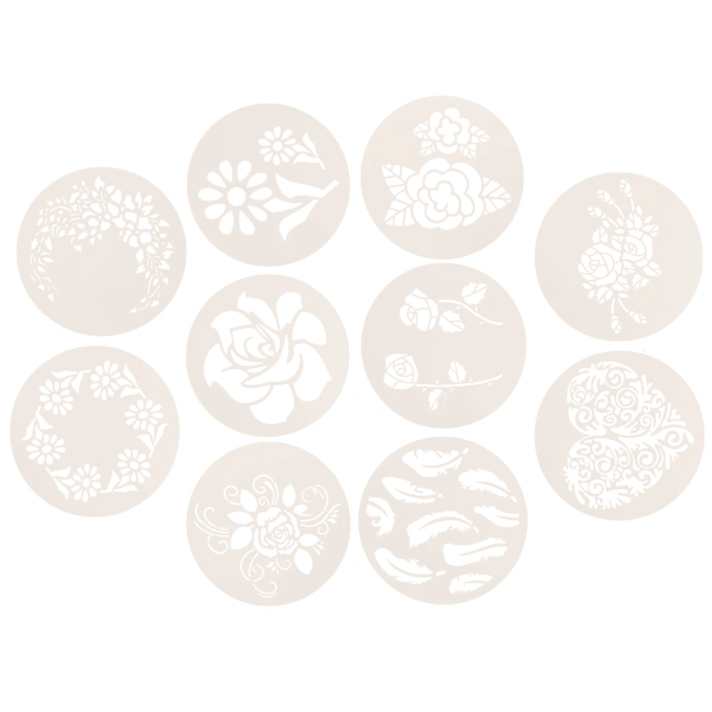 10 Pcs Creative Painting Templates Cake Stencils Coffee Templates (White)