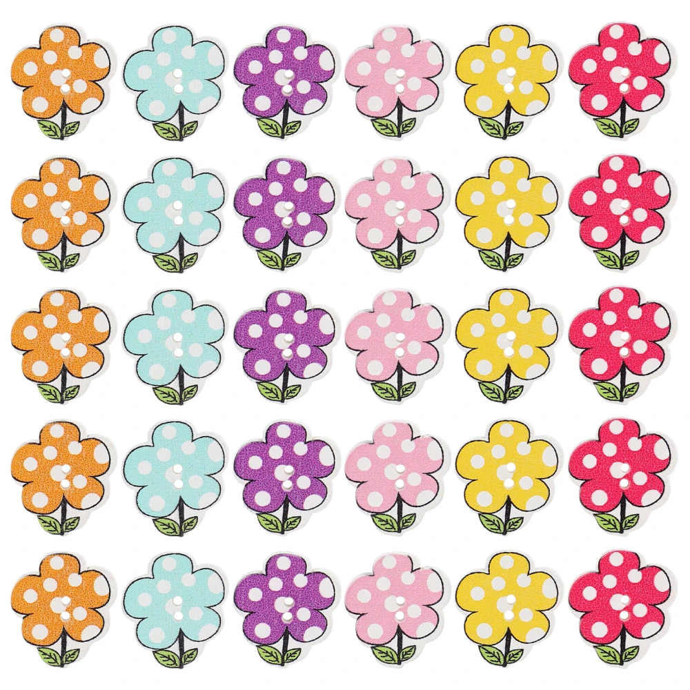 100Pcs Sewing Buttons Flower Design Clothes Buttons Clothing Replacement Buttons