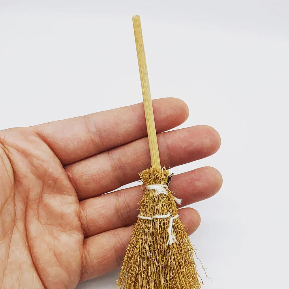 5Pcs Mini Hand-woven Broom Dollhouse Decor Broom Lovely Broom Props for Decor