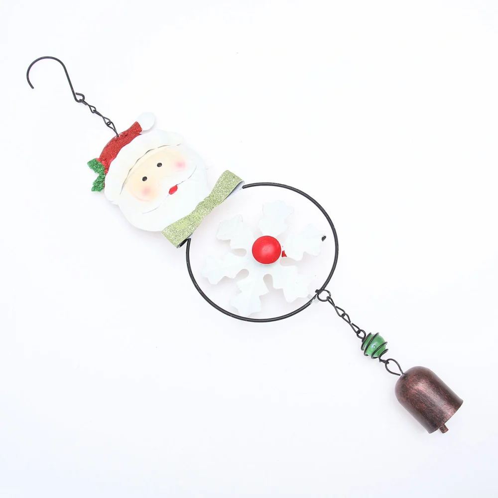 Christmas Bell Decorations Iron Art Wind Chime Pendant Hanging Ornaments Bell Pendant for Garden Yard (Santa Claus)