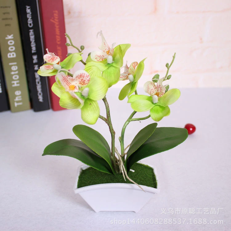 Mini Orchid Table Plant Ornament Artificial Potted Plant For Bathroom Kitchen