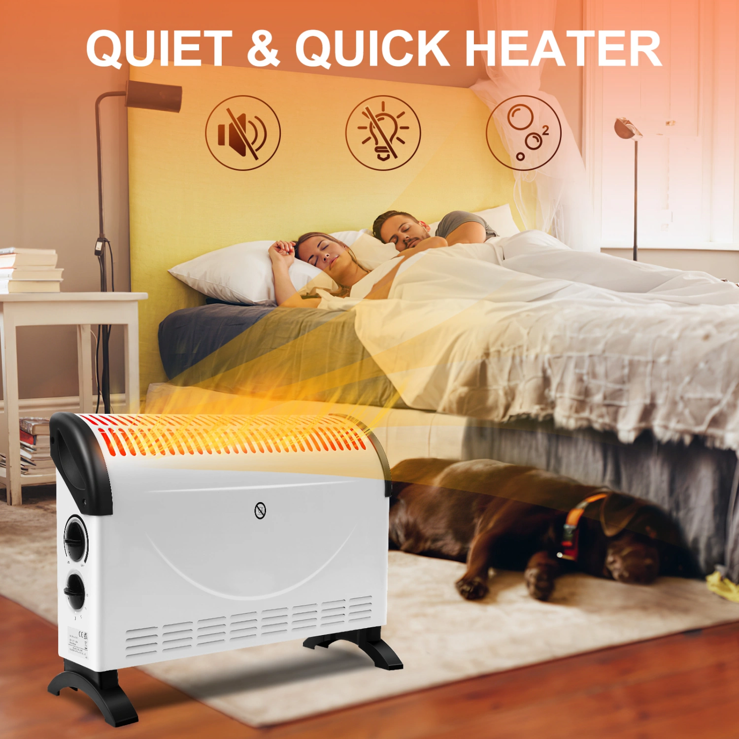 Convection Heater Electric Heater 3 Gears Space Heater Warmer With Thermostat 750-1800w With EU Plug