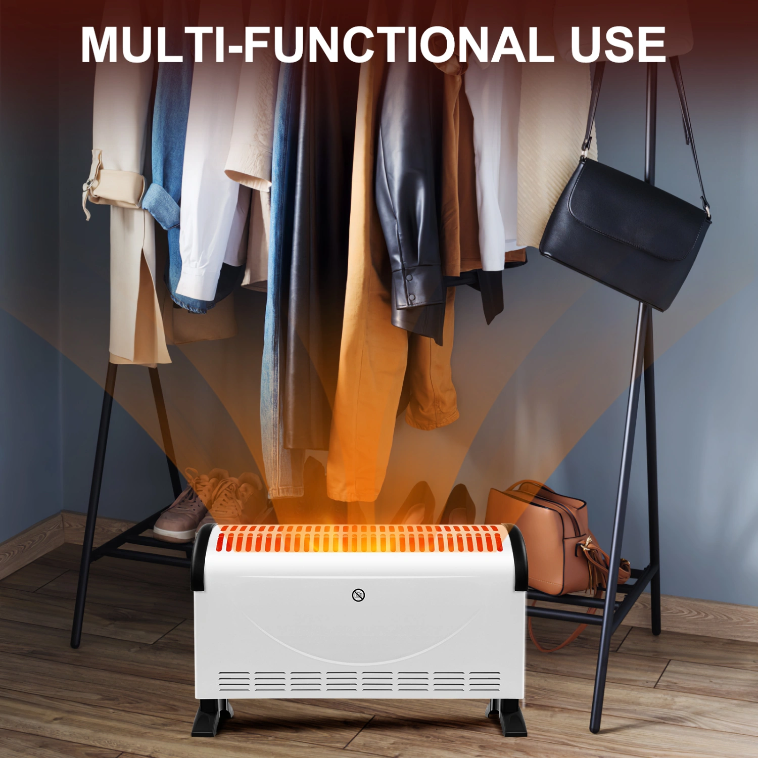 Convection Heater Electric Heater 3 Gears Space Heater Warmer With Thermostat 750-1800w With EU Plug