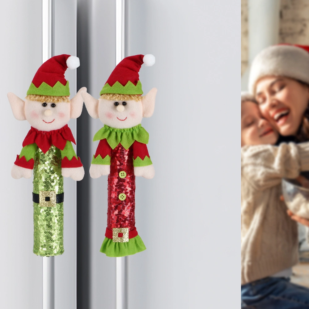 2pcs Christmas Fridge Door Handle Covers Kitchen Microwave Oven Door Handle Covers