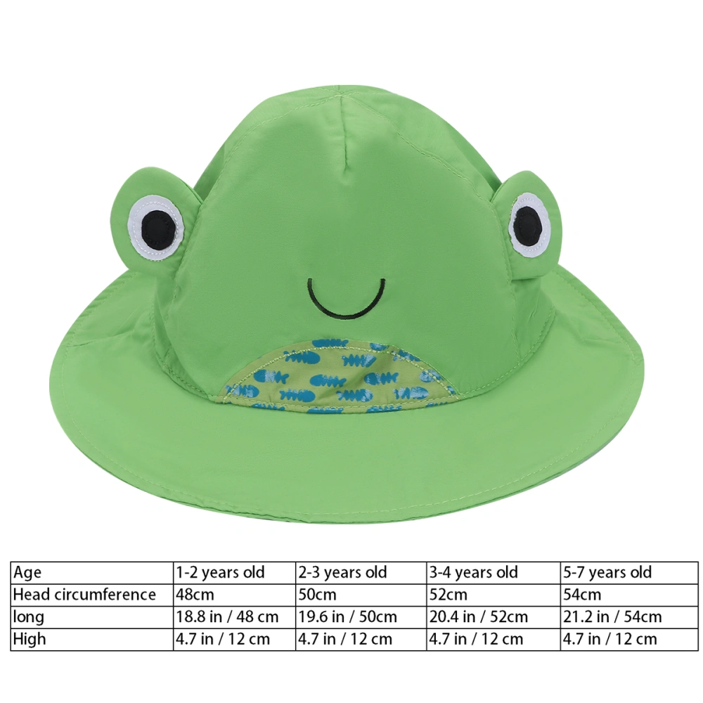 1Pc Outdoor Hat Sun-proof Cartoon Sun Blocking Hat for Children (Green Frog, 52cm / 20.47inches head circumference，Suitable for 3-4 Years Old)