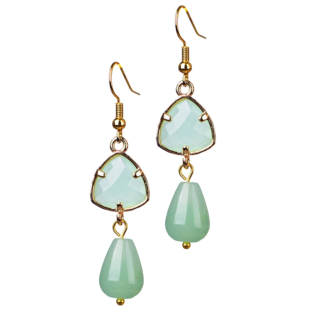 1 Pair of National Style Earring Chic Ear Pendant Retro Ear Decor (Light Green)