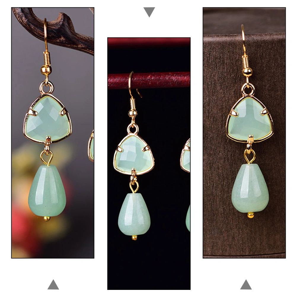 1 Pair of National Style Earring Chic Ear Pendant Retro Ear Decor (Light Green)