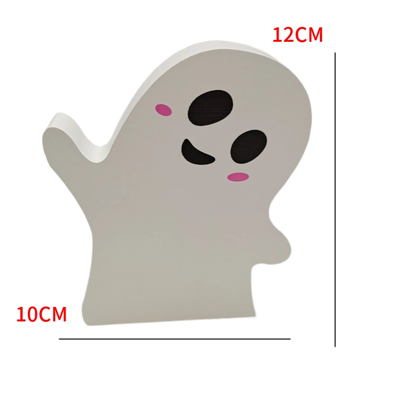 2Pcs Halloween Decorations White Ghost Miniature Wooden Signs Party Ghost Signs Table Centerpieces