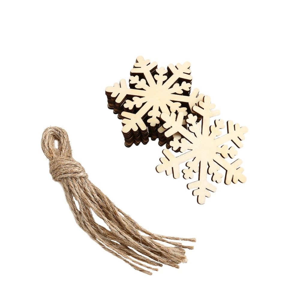 10pcs Christmas Hanging Ornaments Decoration Wooden Embellishments Hexagon Snowflake