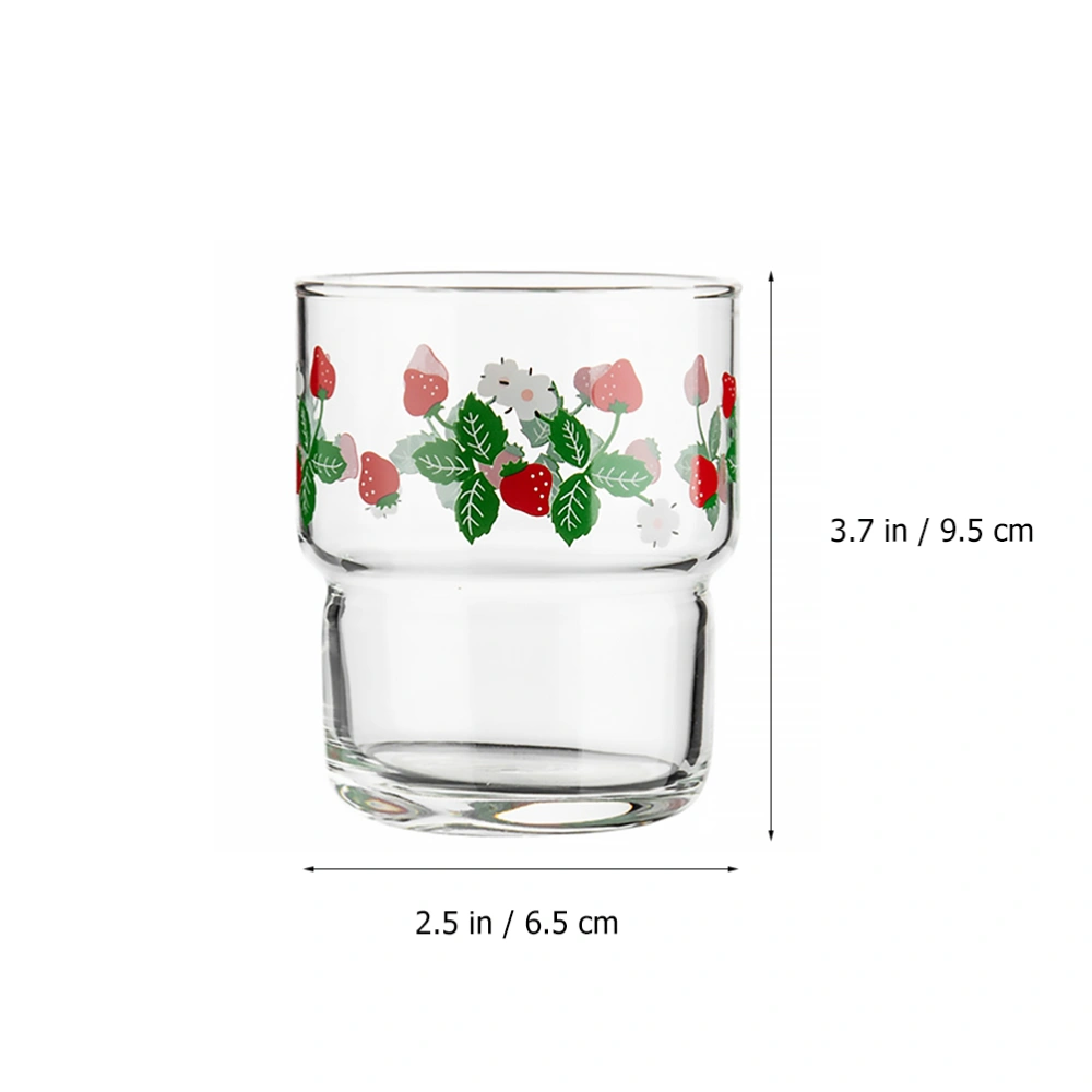 1pc Lovely Glass Cup Strawberry Cup Delicate Drinks Glass Mugs Milk Juice Cup