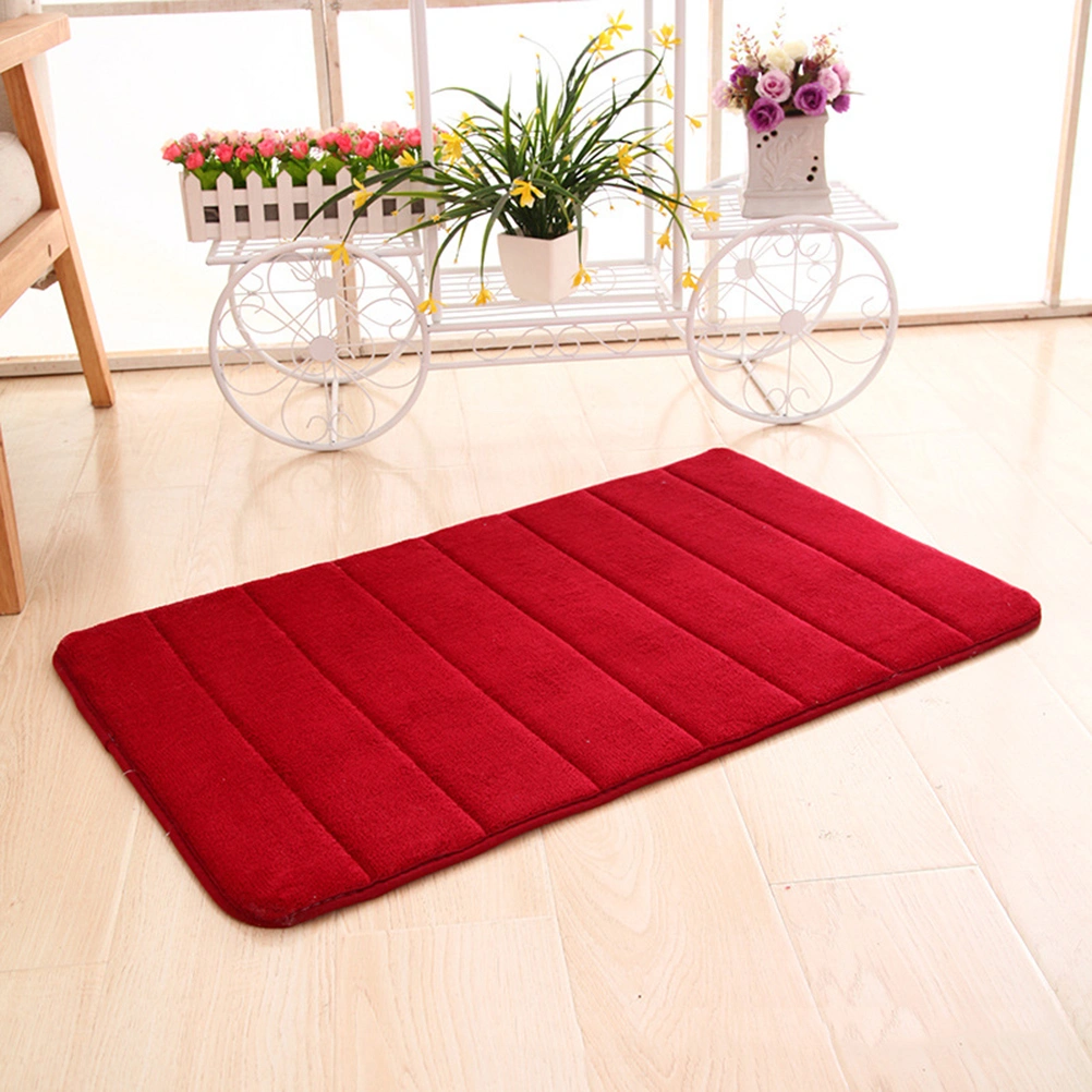 Memory Bath Mat Non Absorbent Super Cozy Bathroom Rug Carpet (Wine Red)