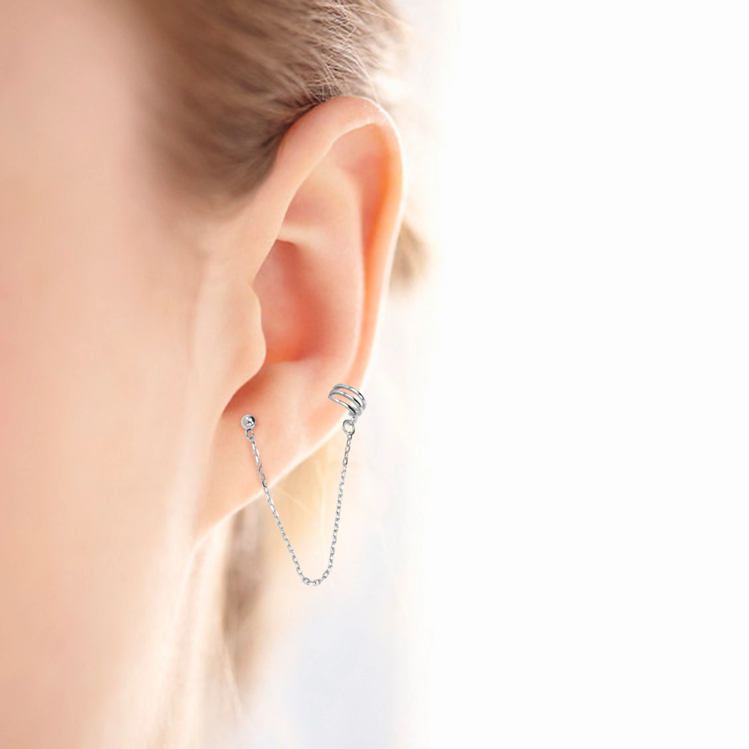 1 Pair Dangle Chain Ear Cuffs Earring Jewelry Clothing Accessory for Women Girls
