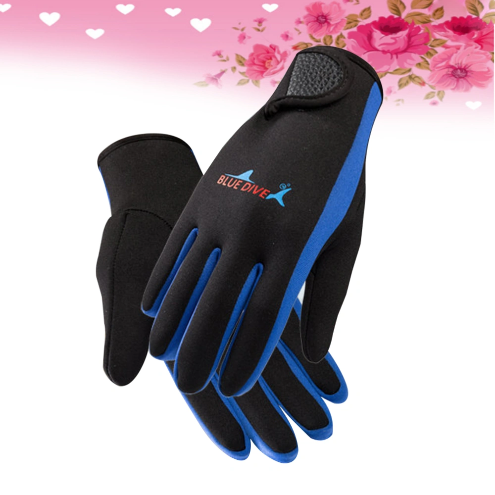 Diving Gloves for Men and Women Wear Non Gloves Snorkeling Scratch Prevention Sunscreen(Blue Bar L)