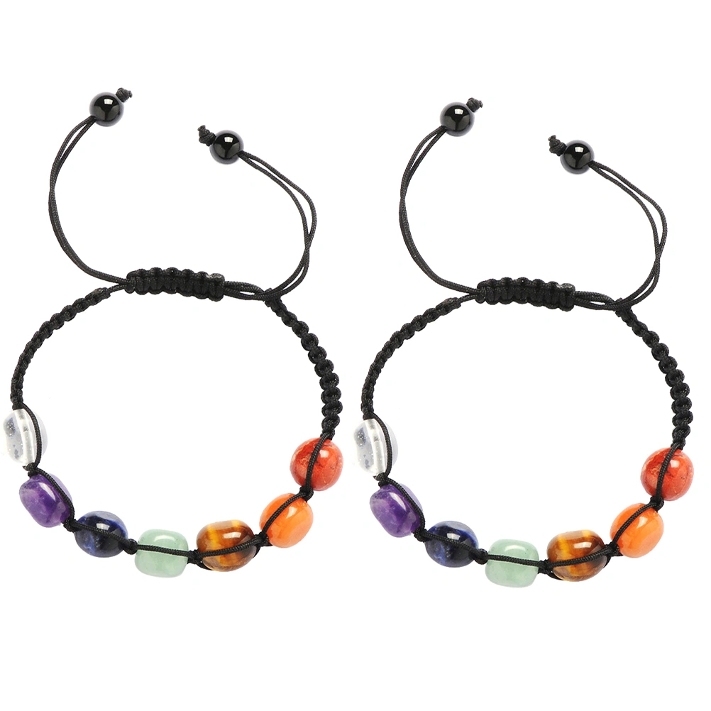 2pcs 7 Chakra Healing Bracelet Women Natural Gemstones Yoga Braided Bracelet