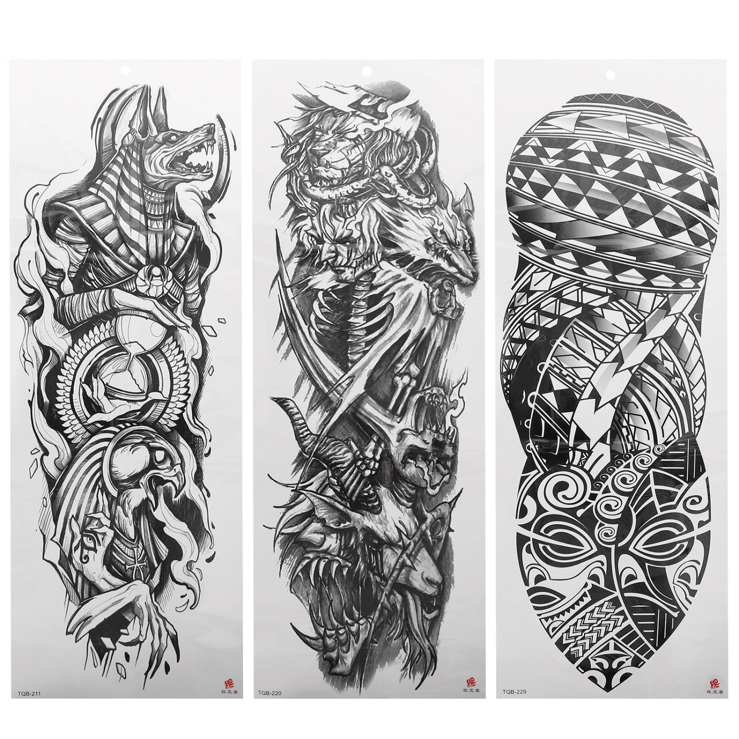 3pcs Arm Stickers Full Arm Temporary Tattoos Decorative Stickers Body Stickers
