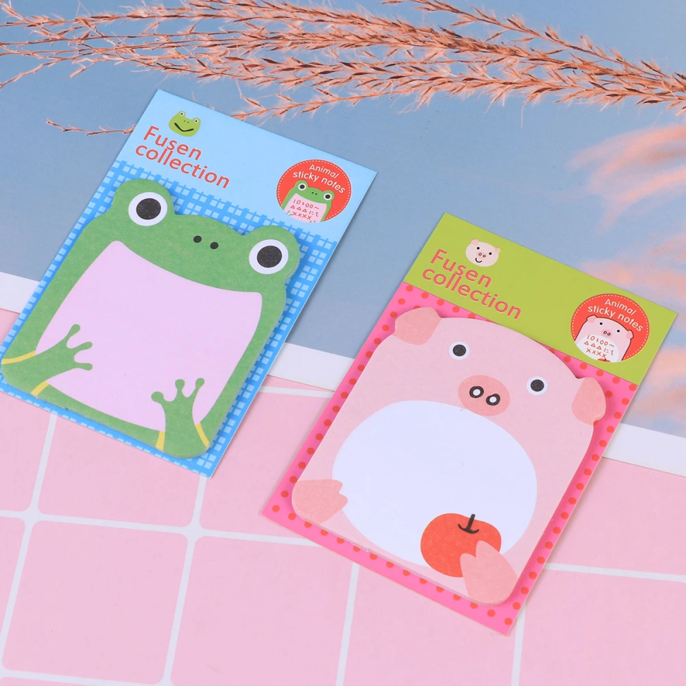 7 Sheets Animal-shaped Sticker Notes Lovely Cartoon Post Memo Sticky Pads for Home School Offcie (Frog + Piggy + Rabbit + Elephant + Panda + Chicken + Turtle)