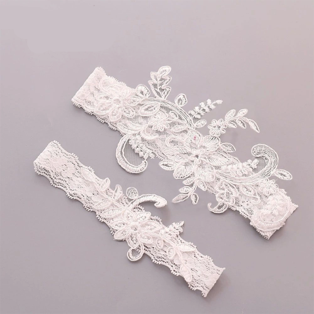 1 Pair of Bridal Garters Beautiful Wedding Lace Flower Garters Decorative Garters for Woman