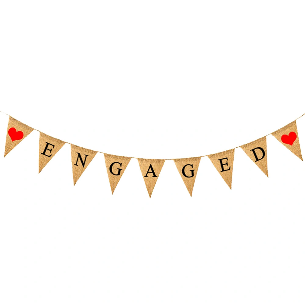 2.8 Meters ENGAGED Letter Sign Vintage Jute Burlap Wedding Bunting Banners Personalized Hanging Pennant Flags Wedding Garland Decoration Photo Props For Wedding Engagement Party Decor