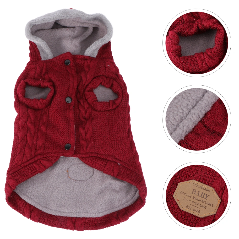 Pet Double Layer Clothes Winter Dog Costume Sweater for Small Large Dogs Puppy Clothing Pet Sweaters Dog Clothes - Size S (Wine Red)