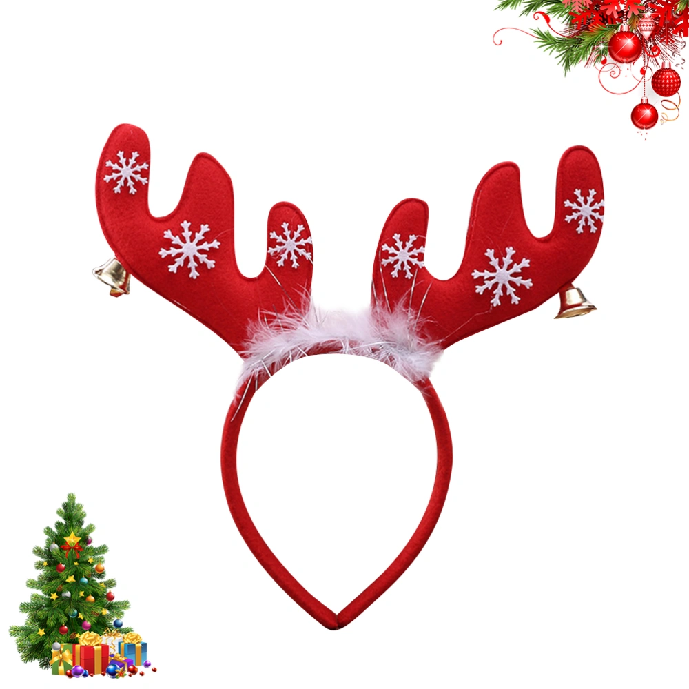 2 Pcs Red  Antlers with Bell Headband Christmas Headdress Headpiece Funny Festive Kids Hair Hair Accessories (Red)