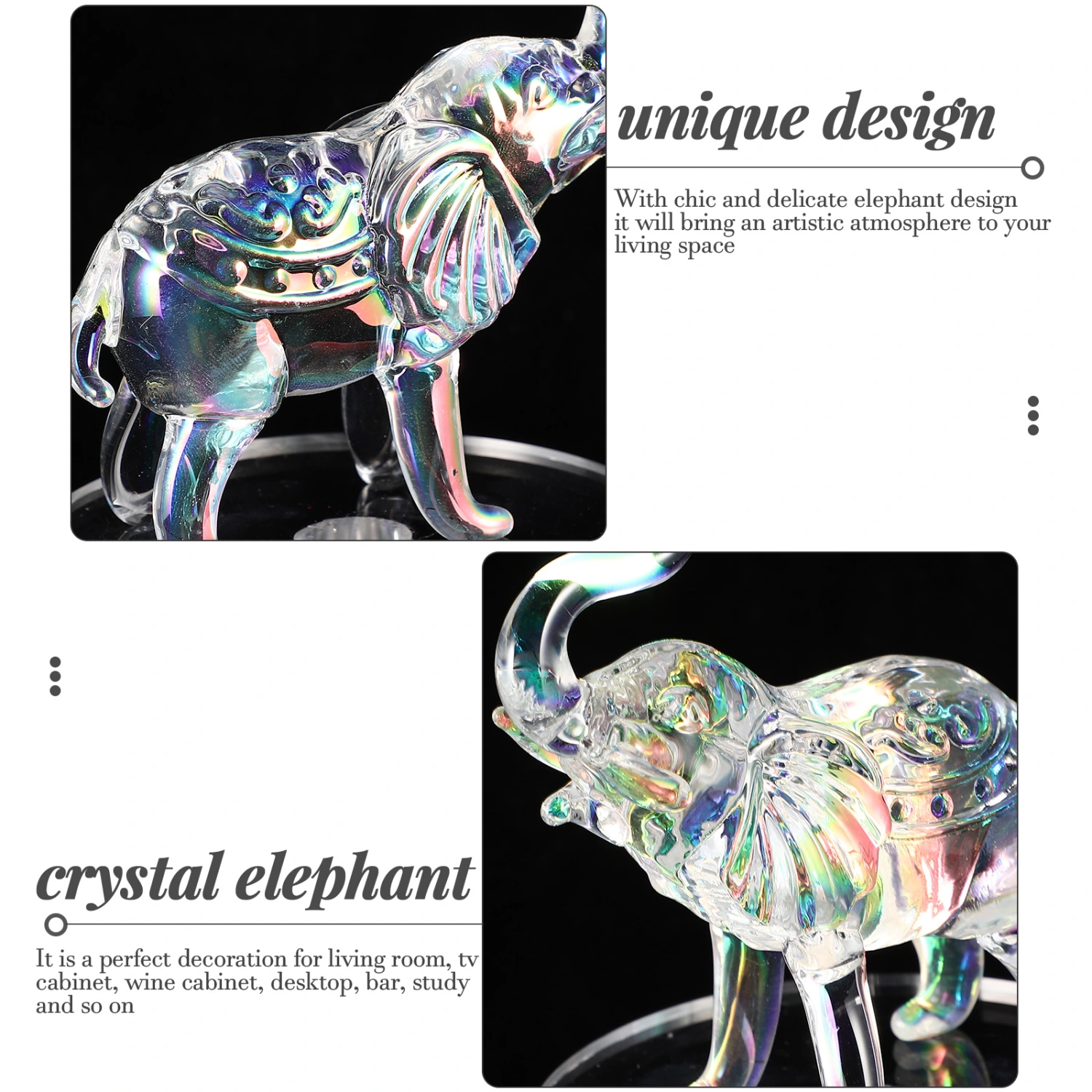 Lovely Crystal Elephant Statue Delicate Hallway Ornament Small Adornment
