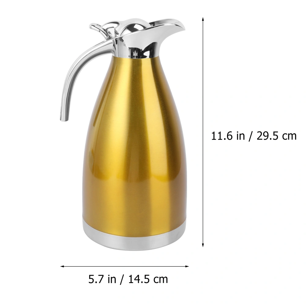 1pc 304 Stainless Steel Insulated Pot Double-layer Large Capacity Kettle Thermal Bottle Insulated Water Bottle(2000ML Golden)