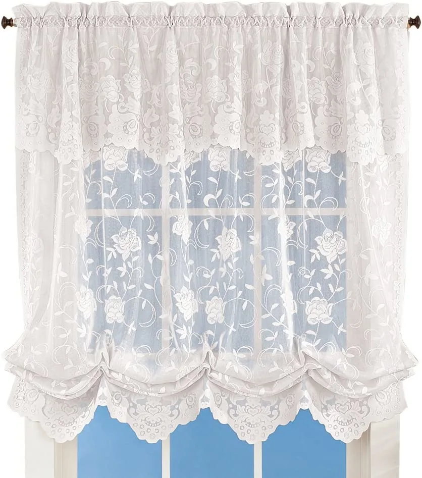 Lace Tie-up Balloon Shade Window Curtain Farmhouse Window Curtain Bedroom Curtain