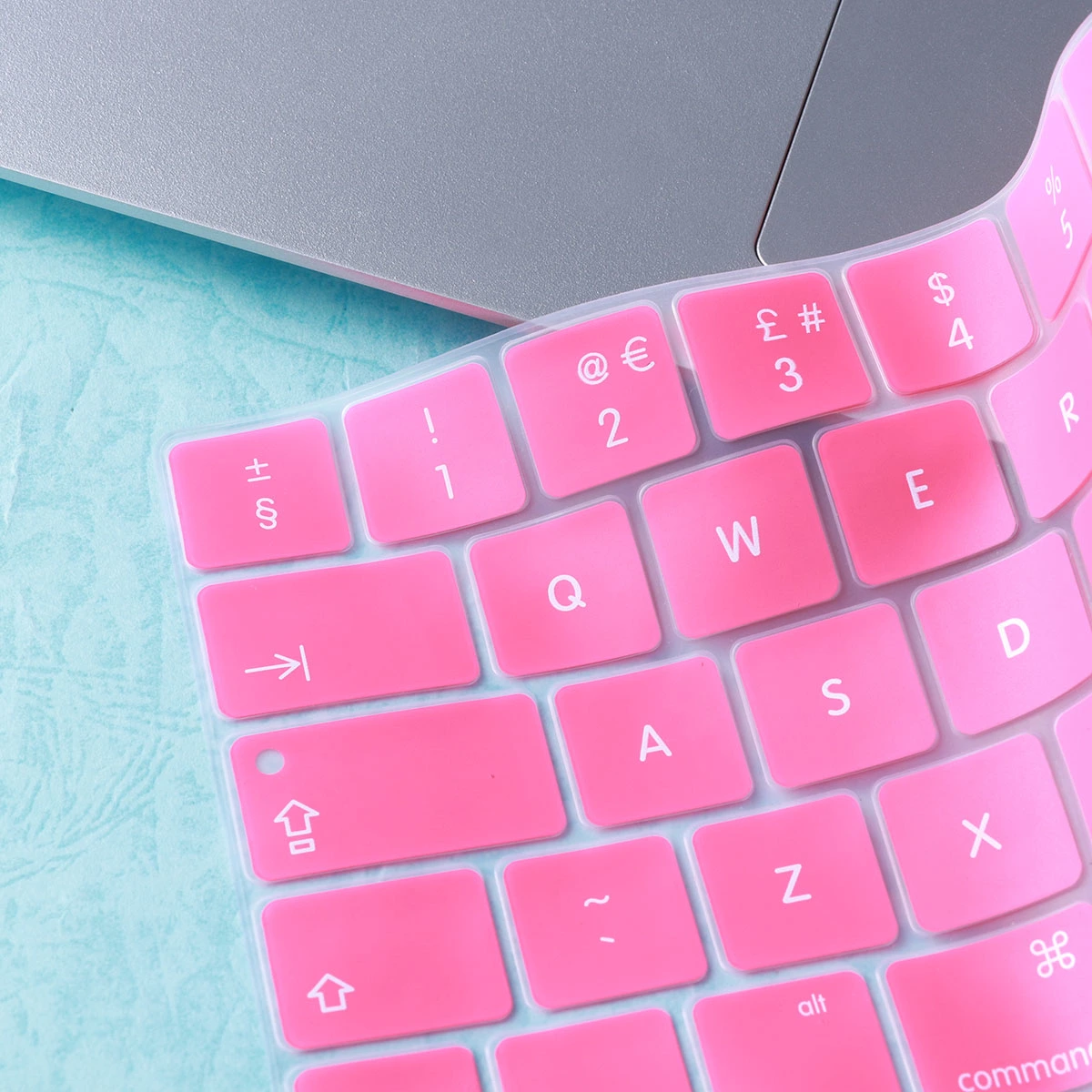 Keyboard Cover Foreign Language Protection Keyboard Membrane Rainbow Keyboard Cover for Apple Pro 13/15 Touch Bar (European Version of English)(Pink)