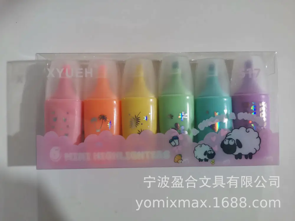 12Pcs Cartoon Highlighter Pen Note Marking Pen Cartoon Markers Pen Mini Highlighter for Student