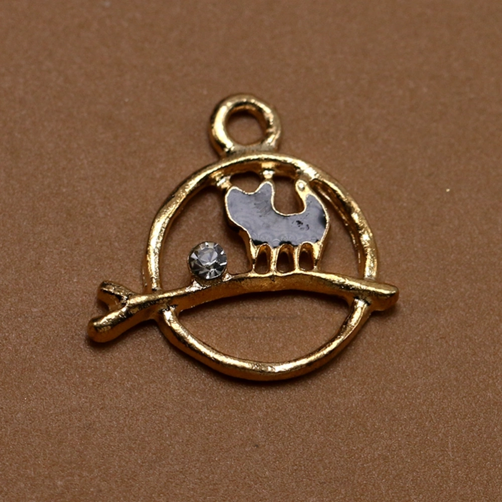 10pcs Alloy Cat in the Branch Pendants Charms Jewelry Making Accessory for Earrings Necklace