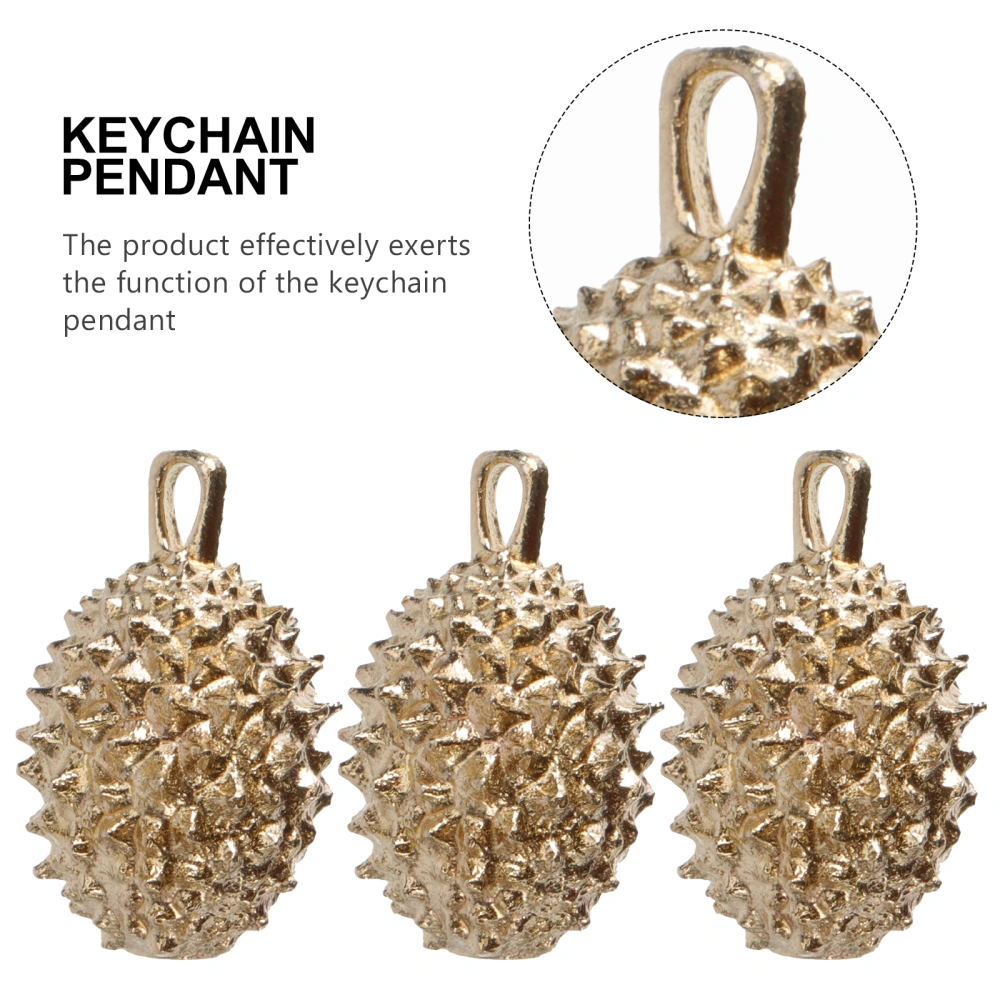 3PCS Brass King of Fruit Keyring Pendant Durian Keychain Pendant (Random Color)