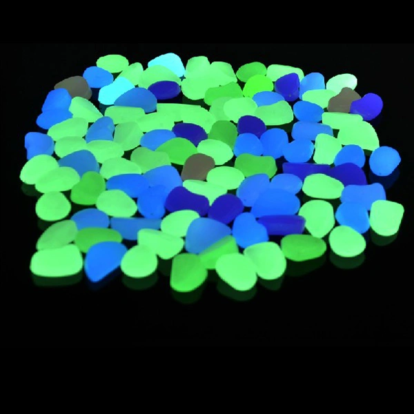 100pcs Unique Luminous Glow in the Dark Cobblestone Man-made Pebbles Stone (Blue)