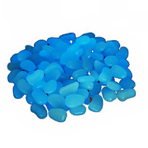 100pcs Unique Luminous Glow in the Dark Cobblestone Man-made Pebbles Stone (Blue)