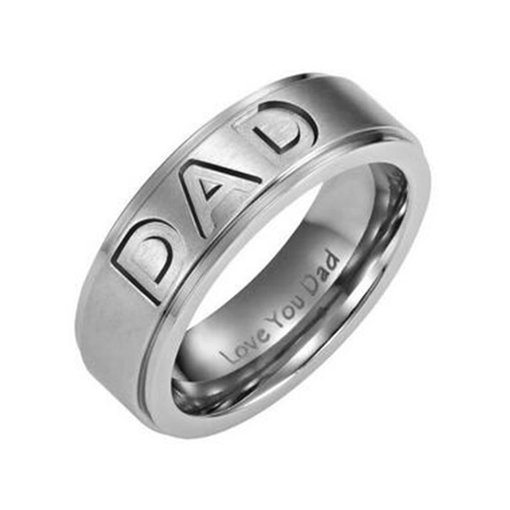Mens Father Dad Titanium Ring Engraved Love You Dad for Family Gift Christmas Birthday Gift (8)