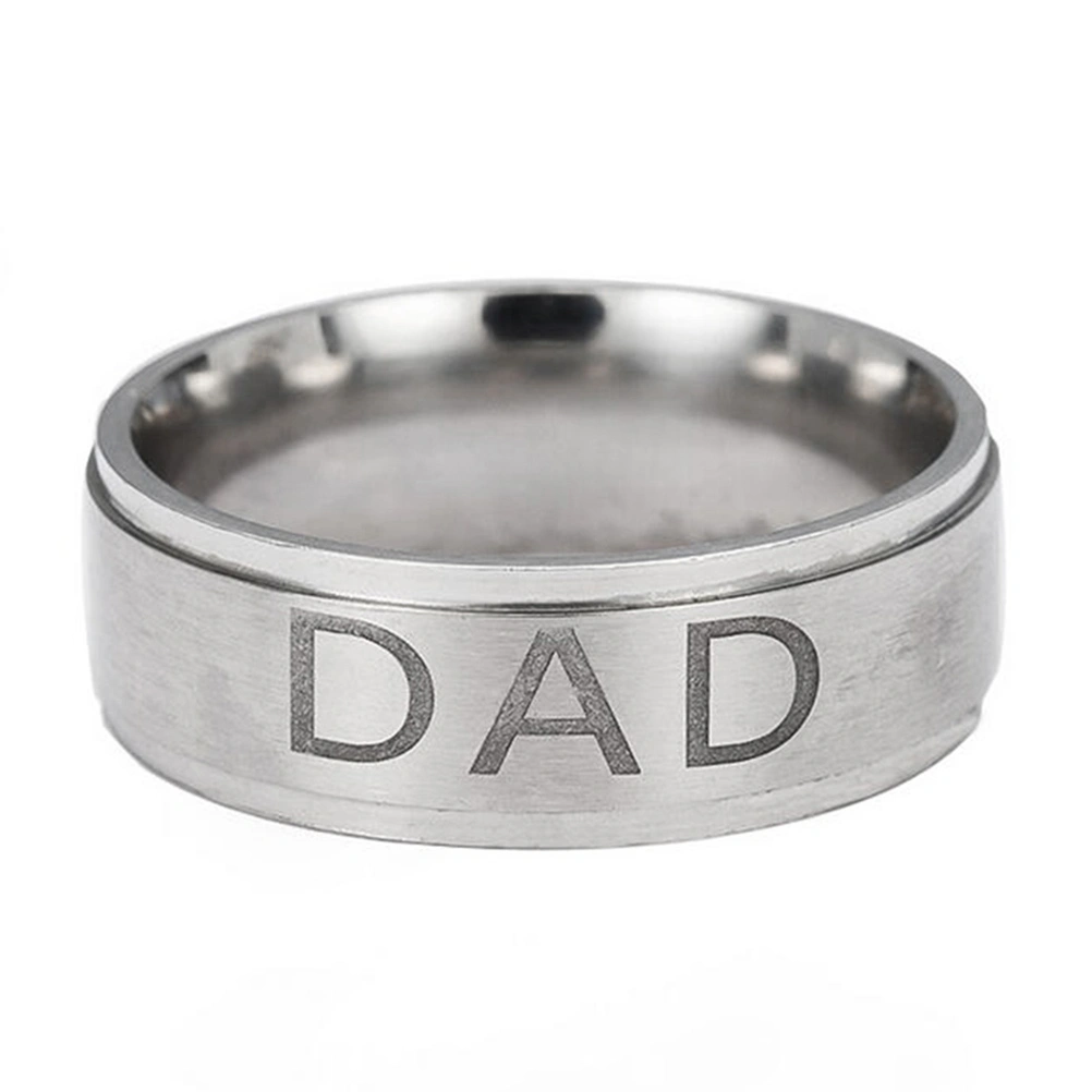 Mens Father Dad Titanium Ring Engraved Love You Dad for Family Gift Christmas Birthday Gift (8)