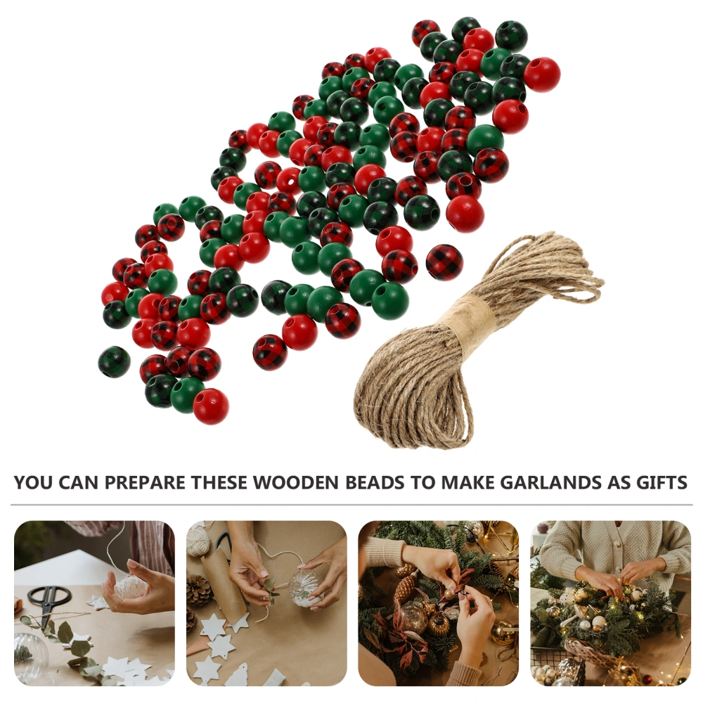 1 Set of Christmas Wooden Beads DIY Craft Beads Crafts Making Beads with Hemp Rope